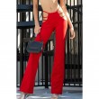Women's Low Waist flared leggings Hollowed Out Ladder Bootcut Flare Pants punk style Stretch Yoga Pants Red