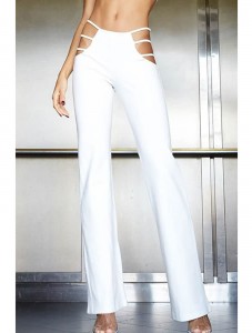 Women's Low Waist flared leggings Hollowed Out Ladder Bootcut Flare Pants punk style Stretch Yoga Pants white