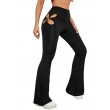 Women's High Waisted flared leggings Cut Out Stretchy Ladder Bootcut Yoga Pants Black