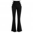 Women's Low Waist flared leggings Hollowed Out Ladder Bootcut Flare Pants punk style Stretch Yoga Pants Black