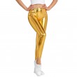 Women's Faux leather Metallic Stretch Leggings Shiny Hot Gold Pants Night Show Sexy Imitation tight Pants Gold