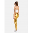 Women's Faux leather Metallic Stretch Leggings Shiny Hot Gold Pants Night Show Sexy Imitation tight Pants Gold
