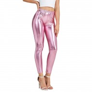 Women's Faux leather Metallic Stretch Leggings Shiny Hot Gold Pants Night Show Sexy Imitation tight Pants