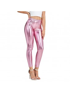 Women's Faux leather Metallic Stretch Leggings Shiny Hot Gold Pants Night Show Sexy Imitation tight Pants