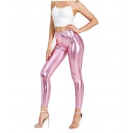 Women's Faux leather Metallic Stretch Leggings Shiny Hot Gold Pants Night Show Sexy Imitation tight Pants