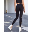 Women's High Waist Cut Out Leggings Side Clover Hollow Out Skinny Workout Running Pencil Pants Tummy Control