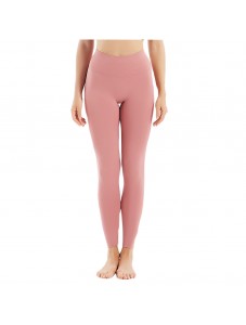 Women's High Waist Squat Leggings Ice silk Traceless Fitness Elastic Pants Sports Tight Peach Hip Yoga Nudity Pants Baby Pink