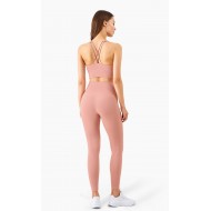 Women's High Waist Squat Leggings Ice silk Traceless Fitness Elastic Pants Sports Tight Peach Hip Yoga Nudity Pants Baby Pink