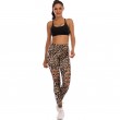 Women's High Waisted perforated leggings Cutout Ripped Leopard Print Tight Stretch Yoga Pants Coffee
