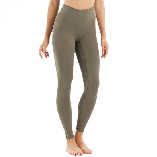 Women's High Waist Squat Leggings Ice silk Traceless Fitness Elastic Pants Sports Tight Peach Hip Yoga Pants Green