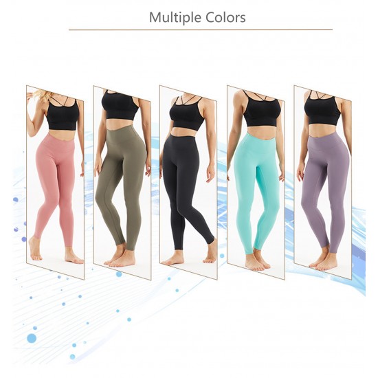 Women's High Waist Squat Leggings Ice silk Traceless Fitness Elastic Pants Sports Tight Peach Hip Yoga Pants Green