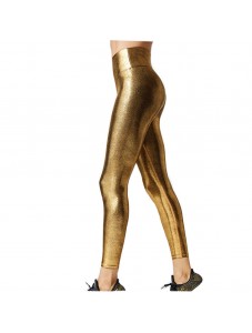 Women's High Waisted leggings Gilded Solid Casual Pants pencil Tight pants Yoga Pants Gold