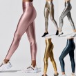 Women's High Waisted leggings Gilded Solid Casual Pants pencil Tight pants Yoga Pants Gold