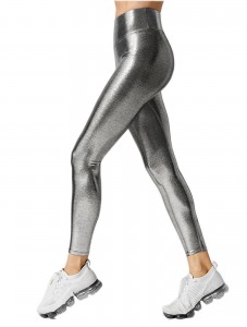 Women's High Waisted leggings Gilded Solid Casual Pants pencil Tight pants Yoga Pants Gray