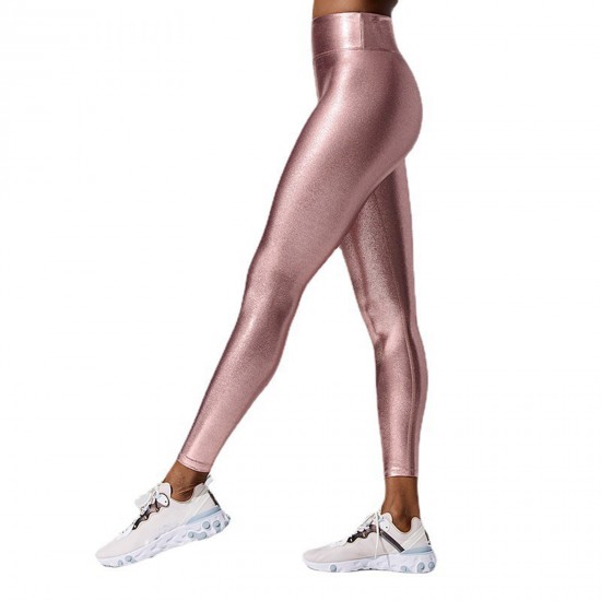 Women's High Waisted leggings Gilded Solid Casual Pants pencil Tight pants Yoga Pants Pink