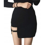 Women's Buckle Cut Out High Waist Clubwear Bodycon Mini Skirt