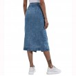 Women's High Waisted flared denim half length Skirts Single breasted Slit out Sexy shinny Slim Long skirts