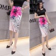 Women's High Waist Printed Pencil Skirts Slit out Sexy Print skirt Casual Stretch Bodycon Knee Work Skirts