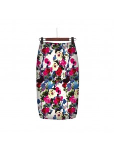 Women's High Waist Printed Pencil Skirts Slit out Sexy Print skirt Casual Stretch Bodycon Knee Work Skirts