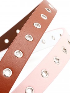 Womens Grommets Leather Jeans Belt Punk Rock Studded Belt Goth Belt pink