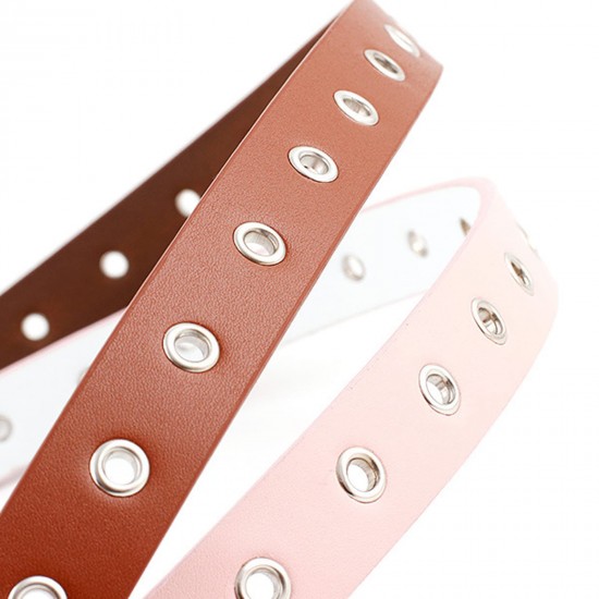 Womens Grommets Leather Jeans Belt Punk Rock Studded Belt Goth Belt pink