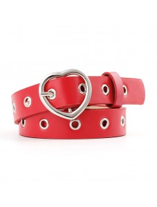 Womens Grommets Leather Jeans Belt Goth Punk Rock Waist Belt Red