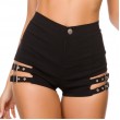 Women's High Waist Denim Shorts Sexy Gothic Punk Dance Shorts Metal Buckle Short Pants