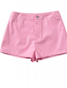 Libairo Women's PU Leather Shorts High Waisted Straight Leg Stretchy Skinny Sexy Hot Pants  Pink Casual Shorts